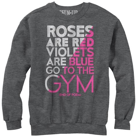 Chin Up Womens Valentine Roses Are Red Gym Poem Sweatshirt