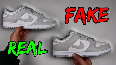Real Vs Fake Nike Dunk Low Grey Fog Sneaker Comparison