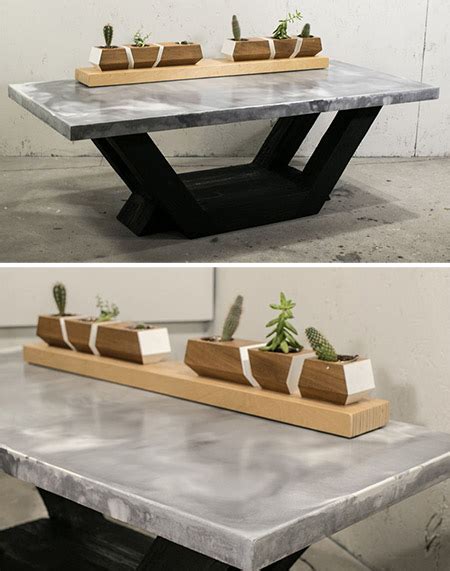 43 diy concrete crafts and projects | concrete crayon organizer 32. HOME DZINE Home DIY | Concrete table with marble effect