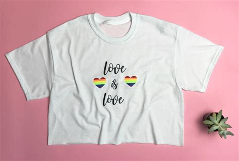 Pride Crop Top Love Is Love Gay Pride Shirt Cropped Pride Etsy