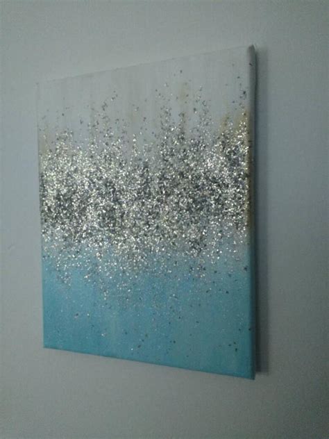 Handmade Abstract Glitter Painting Custom Modern Chic Home Glitter