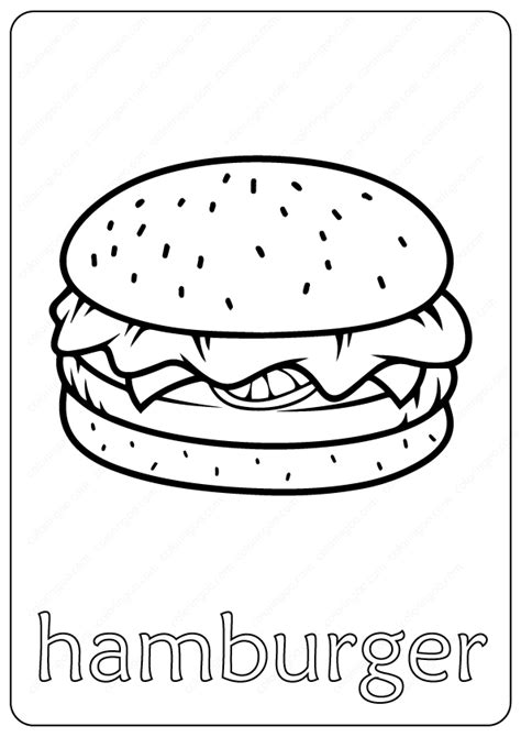 Free Printable Hamburger Outline Coloring Page