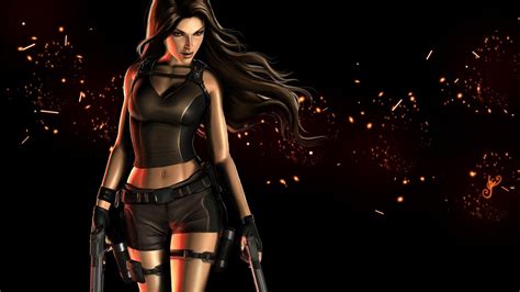 Poster With Lara Croft In Tomb Raider Game Wallpaper Download 1920x1080