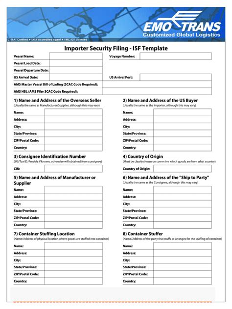 Isf Template Form Fill Out And Sign Printable Pdf Template Airslate
