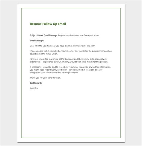 Plus, you'll get an email cover letter template you can adjust and use, tons of expert advice, and actionable cover letter tips. Follow Up Letter Template - 10+ Formats, Samples & Examples