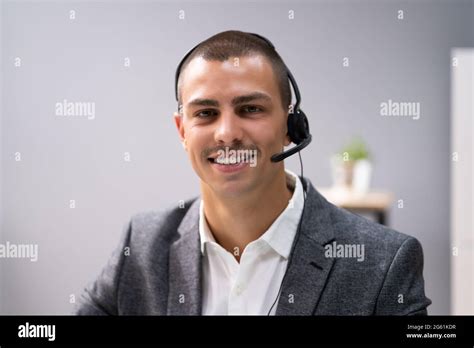 Customer Service Agent Man In Call Center Stock Photo Alamy