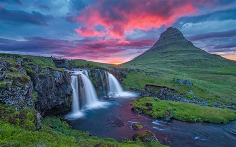 Nature Mountain Forest Landscape Fog Waterfall Lake