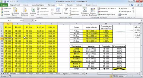 Planilha De Controle De Vendas E Comiss Es Youtube