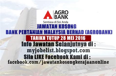 Permohonan jawatan kosong di agrobank. Jawatan Kosong di Bank Pertanian Malaysia Berhad (Agrobank ...