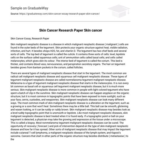 ⇉skin Cancer Research Paper Skin Cancer Essay Example Graduateway