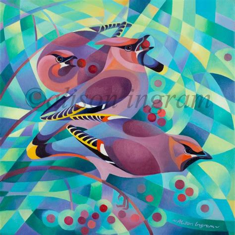 Waxwings Alison Ingram Bird Art Birds Painting Art Painting