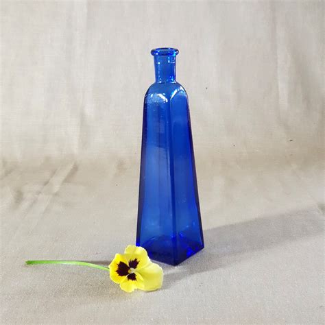 Blue Bottle Blue Glass Decorative Bottle Vintage Blue Bottle Etsy