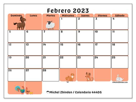 Calendario Febrero De 2023 Para Imprimir “482ds” Michel Zbinden Bo