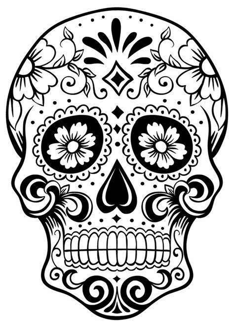 Very simple sugar skull flowers. Sugar Skull Coloring Pages - GetColoringPages.com