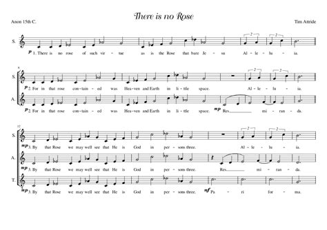 There Is No Rose Sheet Music Tim Attride Satb Choir