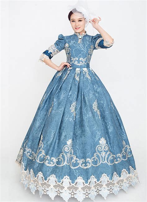 Blue Floral Rococo Marie Antoinette Dress Vintage Rococo Photography