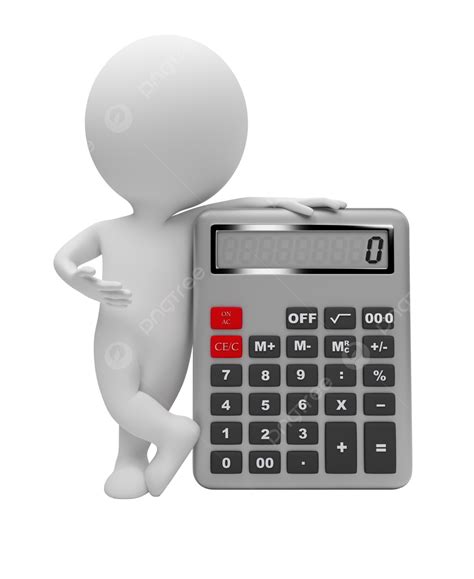 3d Small People Calculator Isolated Man Render White Png Transparent