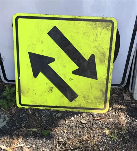 Neon Yellow Traffic Arrows Sign Metal Aluminum Road Street Highway