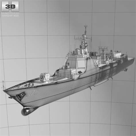 3d Model Of Type 052d Destroyer In 2020 3d Model Model Ships Uv Mapping