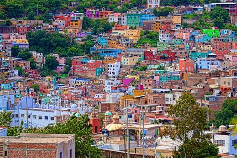 Colorful Hilltop Buildings In Guanajuato Mexico Travelartpix