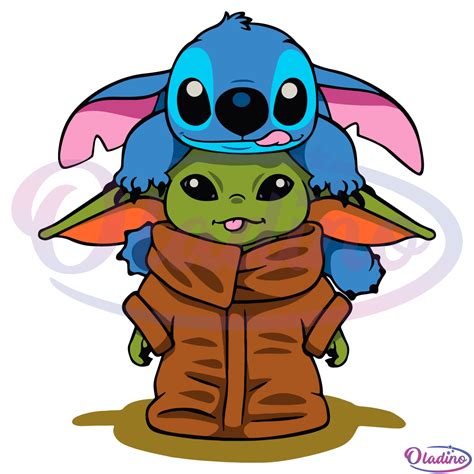 Baby Yoda With Stitch Svg Digital File Png Eps Dxf