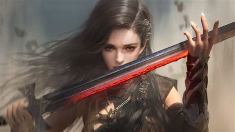Female Warrior Fantasy With Sword Wallpaperhd Fantasy Girls Wallpapers
