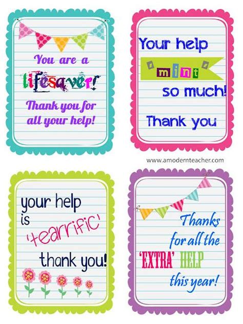 Thank You Notes To Parent Helpers Teaching Ideas Pinterest