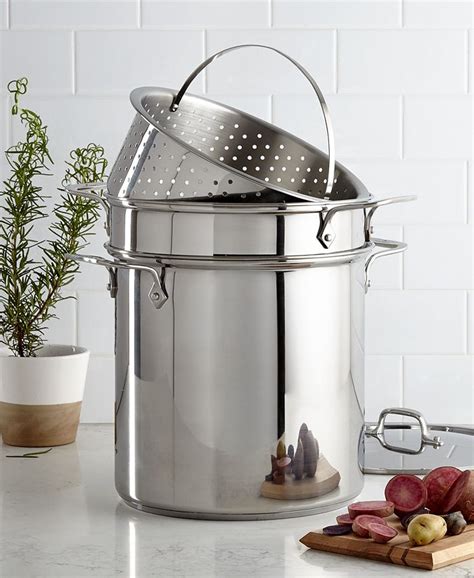 All Clad Stainless Steel 12 Qt Covered Multi Pot With Pasta And Steamer