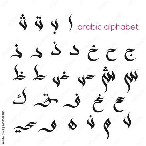 Arab Alphabet Big Set Arabic Calligraphy Arabic Black Letters