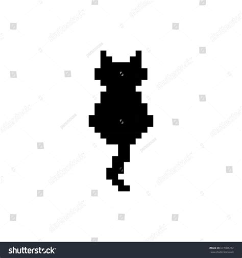 Cute Kitten Domestic Pet Silhouette Pixel Stock Vector Royalty Free