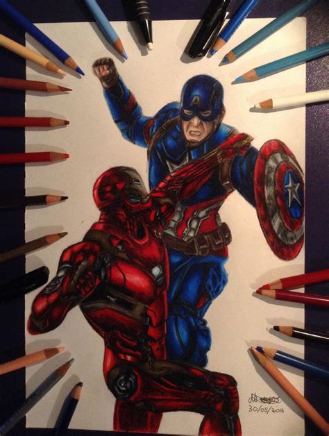 Iron Man Vs Captain America By Mattvezosart On Deviantart