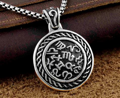 Mens Boys Signs Of The Zodiac Good Luck Pendant Necklace Jewelry In