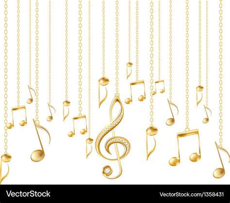 Card With Musical Notes And Golden Treble Clef Vector Image