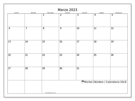 Calendario Marzo 2023 Da Stampare “53ld” Michel Zbinden Ch