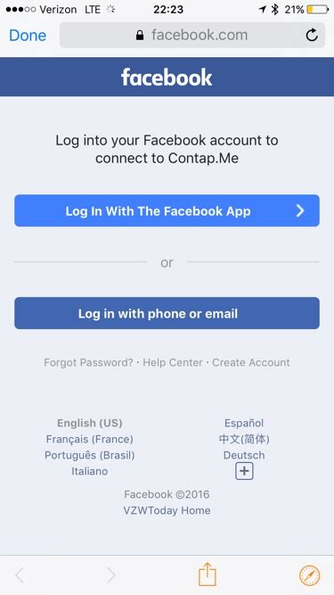 Iphone Login With Facebook App In Ios App Shows Option In Safari