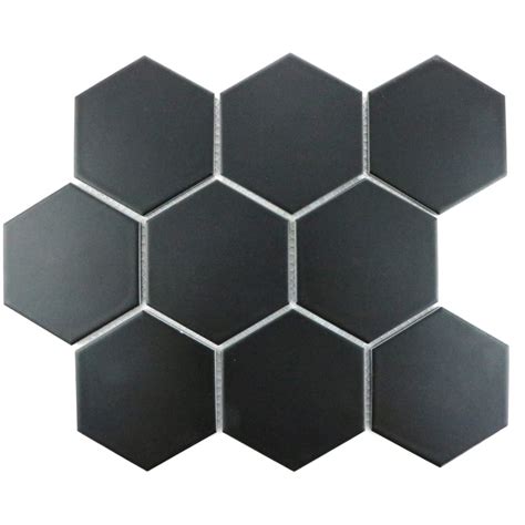 Hexagon Matt Black Mosaic 95cm X 95cm Wall And Floor Tile