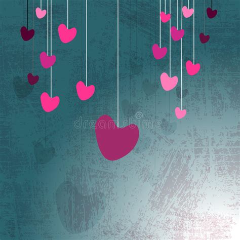 Hanging Hearts On Grunge Stock Vector Illustration Of Banner 62408964