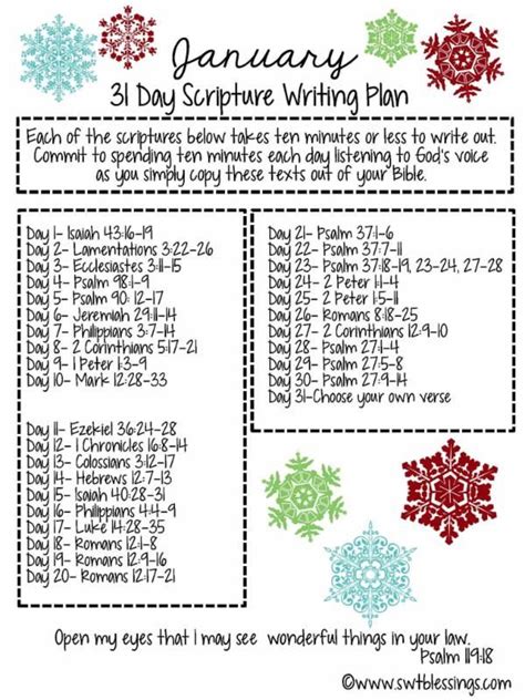 Scripture Devotion Plan For January January Scripture Writing