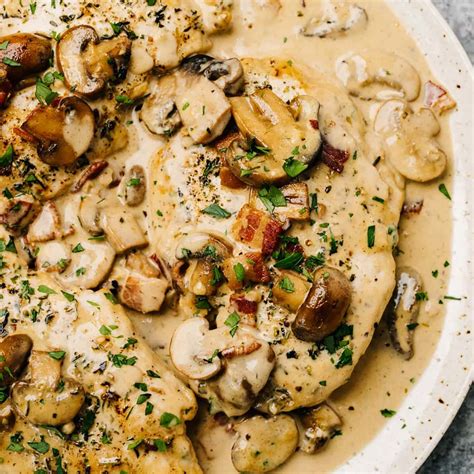 Creamy Mushroom Chicken With Bacon Our Salty Kitchen