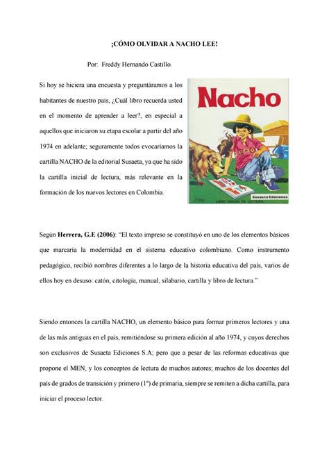 Cartilla Nacho Lee Para Imprimir Libro Nacho Aprende A Leer Y A