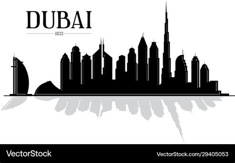 Dubai Uae Skyline Silhouette Royalty Free Vector Image