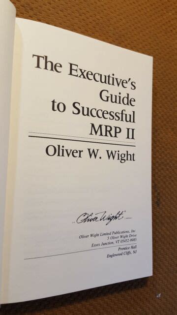 The Executives Guide To Successful Mrp Ii By Oliver W Wight