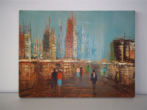 Modern20 Vintage 1960s Abstract Expressionist Cityscape