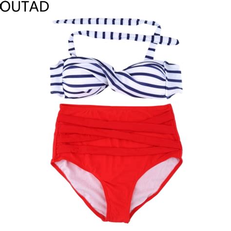 Outad Summer Sexy Bandage Bikini Women Retro Pinup Swimwear Rockabilly