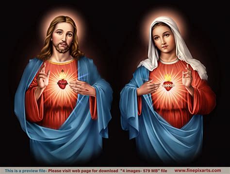 Sacred Heart Of Jesus Christ And Immaculate Heart Of Mary Full Black 103 Mb
