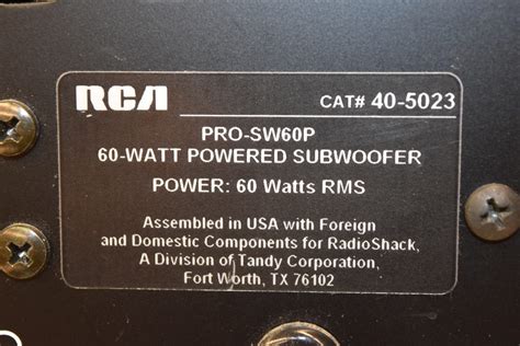 Rca Powered Subwoofer Model Pro Sw60p Vintage Audio Exchange
