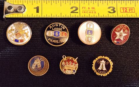 7 Rare 1900s Gold Tone Enameled Ioof Odd Fellows Flt Victorian Screwback Pins Ebay