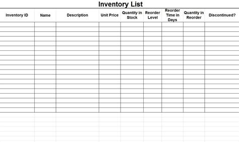 Free Printable Inventory Sheets Inventory Spreadsheet Templates