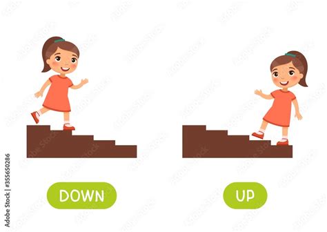 Opposites Concept Up And Down Word Card For Language Learning Little