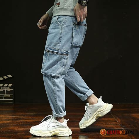 Pantalons et accessoires pour homme. Pantalon Cargo Détente Homme Coton Bleu Marin Baggy Multi ...